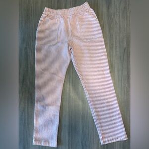 Mini Boden Pink White Stripe Pants Girls 10-11 Elastic Waist Casual